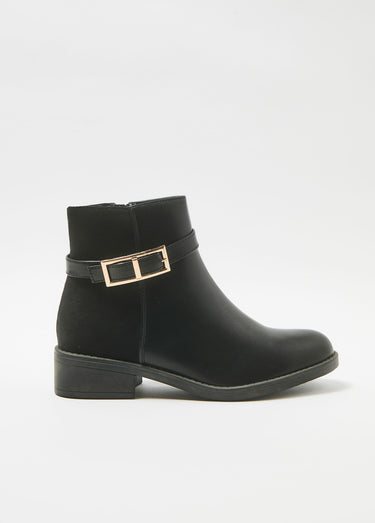 Boots bi matière à talon avec boucle Noir
