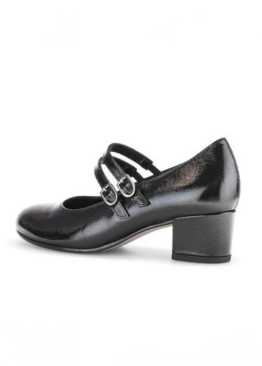 Escarpins babies en cuir 2 brides Vernis Noir