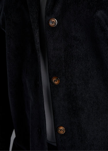 Veste surchemise velours milleraies col tailleur Noir