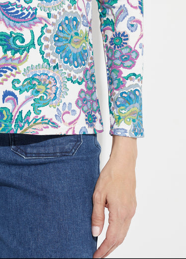 T-shirt manches longues imprimé pastel Fond Ecru