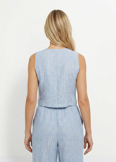 Gilet de costume rayé aspect irrégulier Bleu