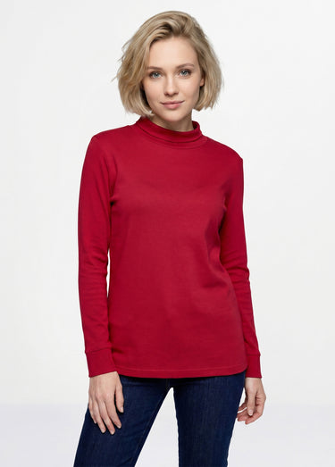 Sous-pull chaud col roulé maille interlock unie Bordeaux