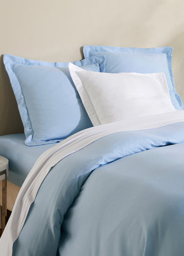 Taie unie flanelle coton 165 g oreiller traversin Bleu Ciel