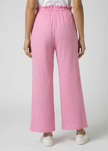 Pantalon large tendance, gaze de coton Rose