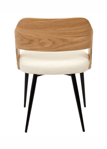 Set 2 Fauteuils bouclette, dossier bois Marron/Blanc/Noir