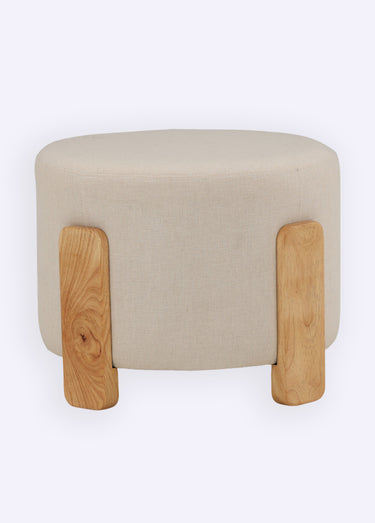 Pouf en tissu avec piètement en bois Beige