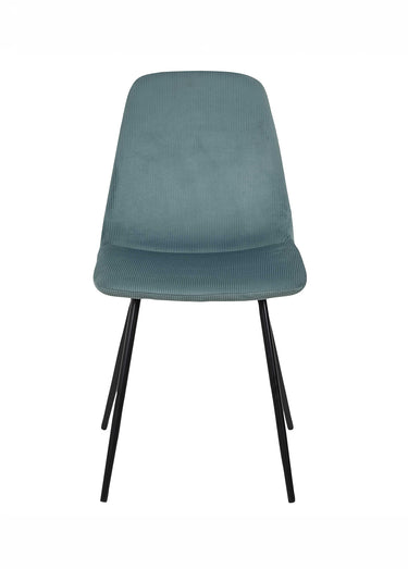 Set 4 Chaises velours cotelé, pieds métal Bleu Canard