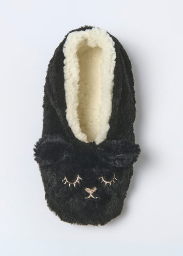 Chaussons fourrure chauds motif animal Noir