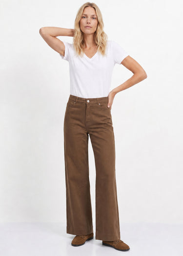 Jean large 5 poches taille haute Taupe