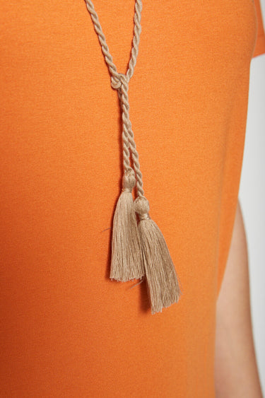 T-shirt brodé droit lien pompoms Orange