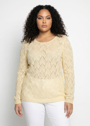 Pull maille ajourée avec fibres recyclées Vanille