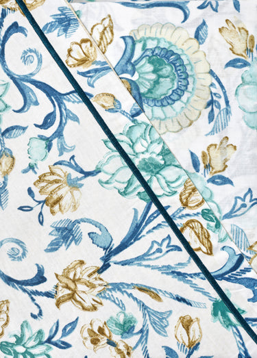 Parure de lit 3 pièces avec housse de couette, camélias Bleu