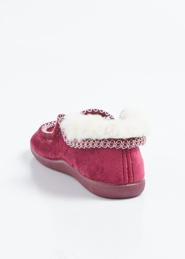 Chaussons montants largeur confort fourrés chaud Bordeaux