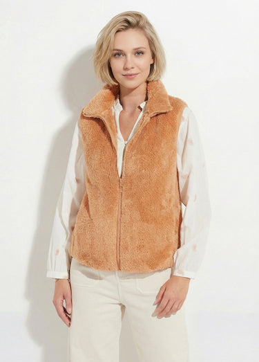 Veste fausse fourrure sans manches col montant Chamois