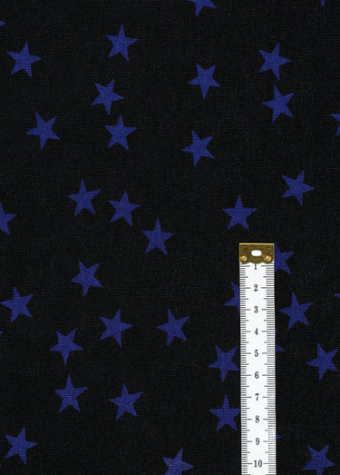 Coupon tissu habillement jersey, étoiles Noir/Violet