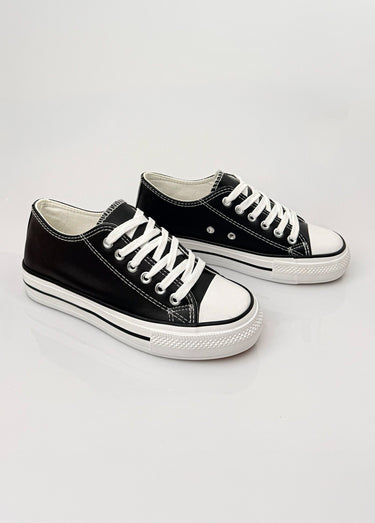 Baskets simili cuir lacets inspiration US Noir