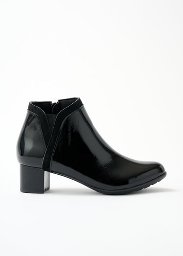 Low boots zippées largeur confort cuir Vernis Noir