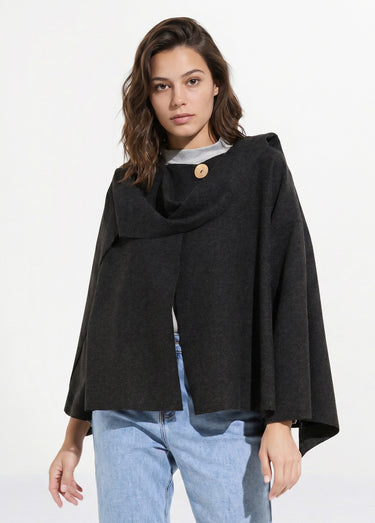 Veste bouton bijou métal et écharpe Noir