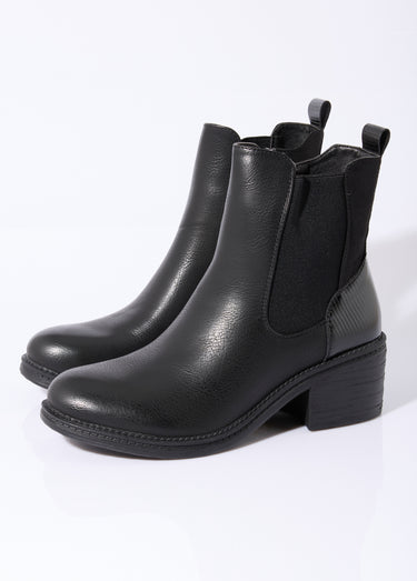Boots Chelsea à talon et bout rond Noir