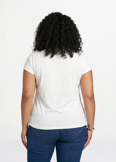 T-shirt court uni clouté maille flammée Blanc Casse