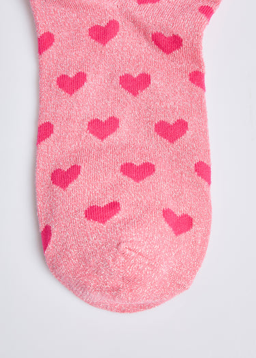 Chaussettes pailletées à message Rose