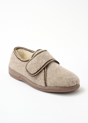 Chaussons scratchés largeur confort fourrés Beige