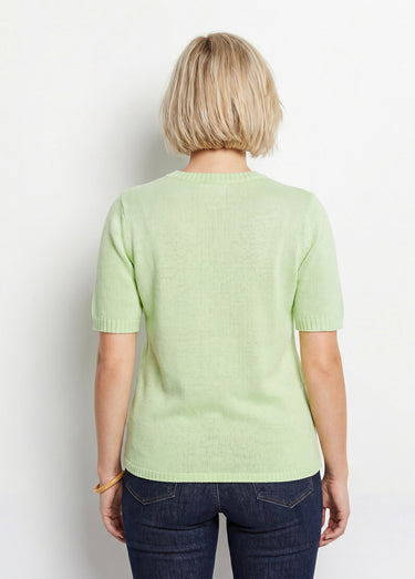 Pull ajouré perlé manches courtes Vert