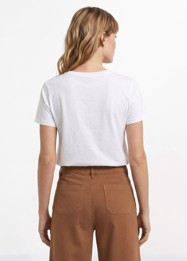 T-shirt pur coton col rond, essentiel Blanc