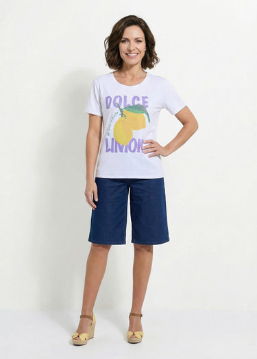 T-shirt à message manches courtes Blanc