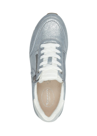 Baskets lacets et zip avec logo perforé Argente
