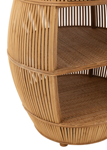 Table en rotin et bambou, forme barrique Naturel