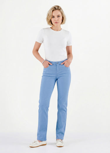 Le pantalon 5 poches brodé Ciel