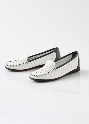 Mocassins souples largeur confort cuir Blanc