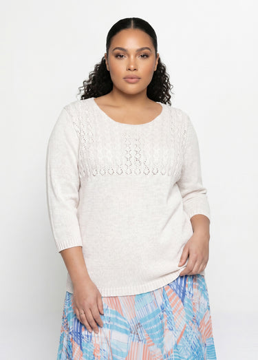 Pull manches 3/4 ajouré Blanc