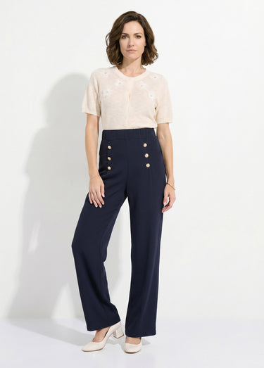 Pantalon effet pont taille élastiquée Marine