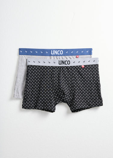 Boxers uni et fantaisie thème marin Imprimé noir
