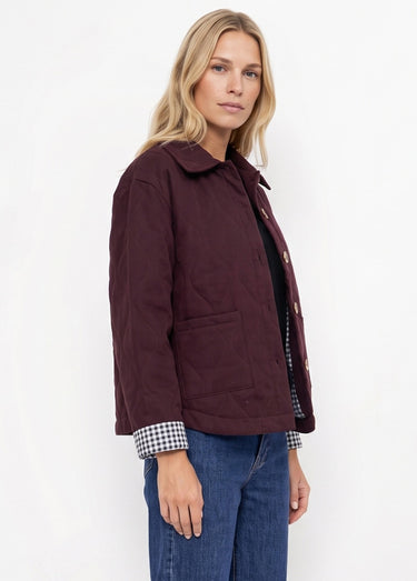 Veste matelassée poignets revers vichy Bordeaux