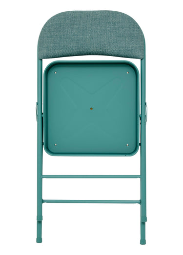 Chaise pliante métal, assise tissu chiné Vert
