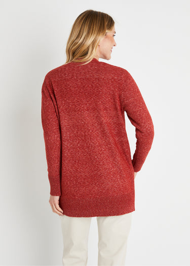 Gilet chiné long bord à bord avec laine Brique