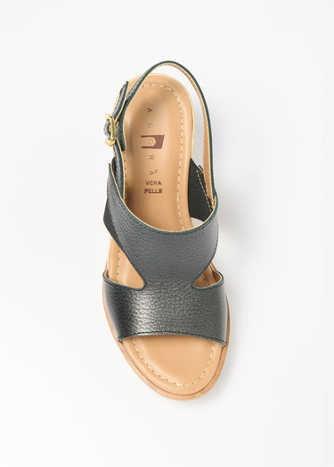 Sandales largeur confort compensées cuir Noir