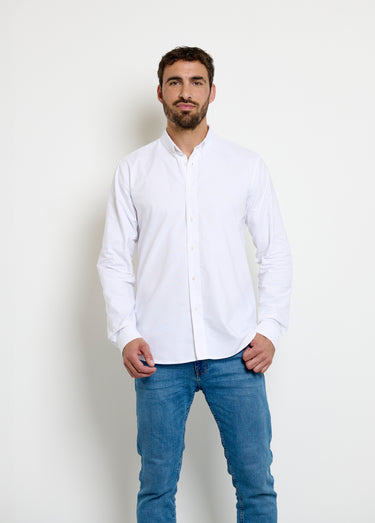 Chemise classique en oxford col boutonné Blanc