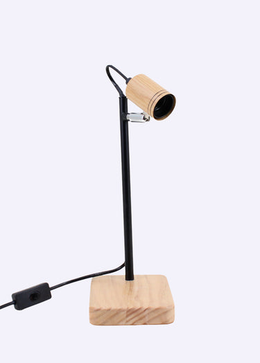 Lampe à poser minimaliste, bois et métal Naturel / Noir