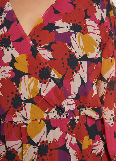 Robe effet cache-coeur voile imprimé floral Imprime Floral