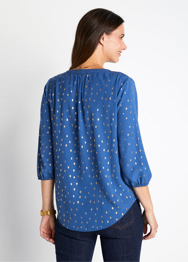 Tunique ample mi-longue manches 3/4 Bleu