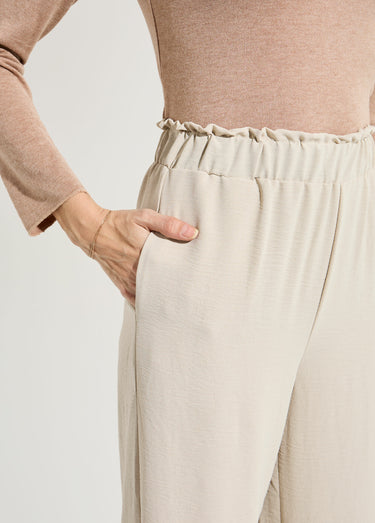 Pantalon large fluide en crêpe Beige