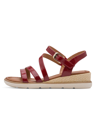 Sandales compensées avec jeux de brides Rouge