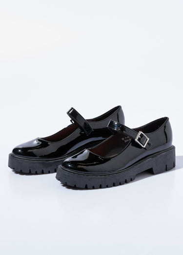 Babies vernies semelle compensée crantée Vernis Noir