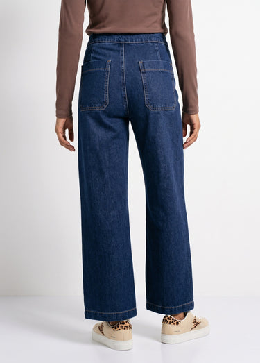 Jean à pont taille haute en toile denim Stone