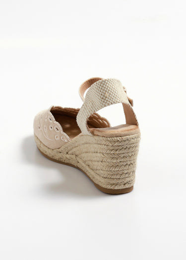 Espadrilles compensées détails ajourés Beige