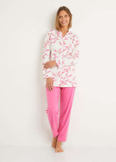Pyjama imprimé veste boutonnée coton Imprime/Rose